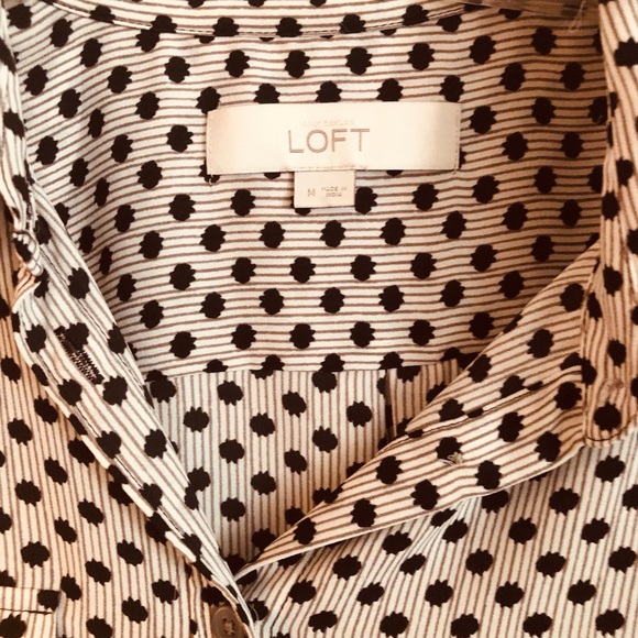 LOFT Striped Polka Dot Blouse - Picture 4 of 5